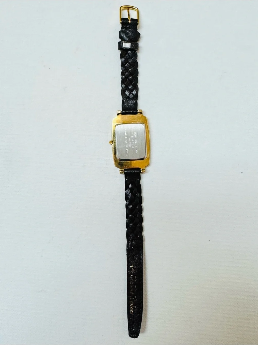 Vintage Mystique Midsized Women's Ultra Thin Retro Tank Watch Gold Brown Leather